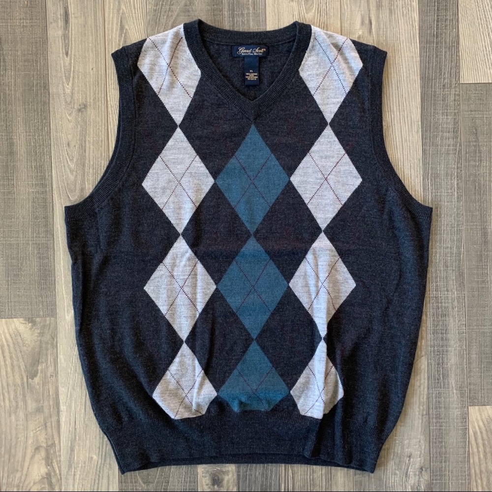 Garret Scott Argyle Merino Wool Vest